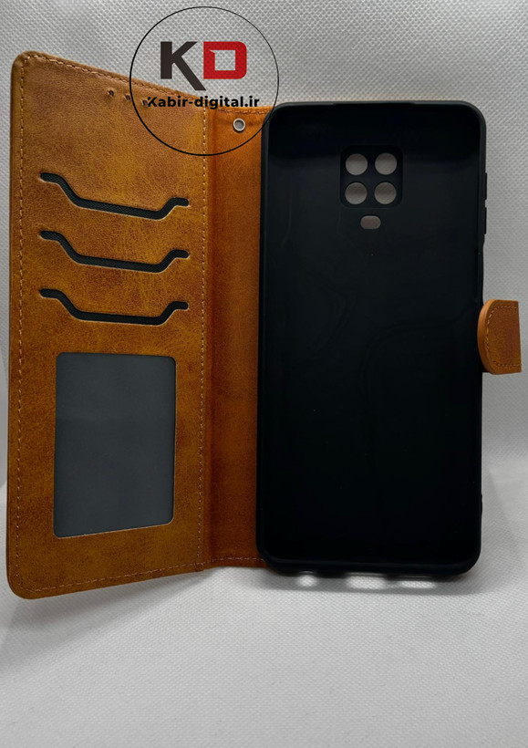 کیف گوشی Redmi Note 9S - Redmi Note 9 Pro شیائومی چرم مگنتی جاکارتی بند آویز دار