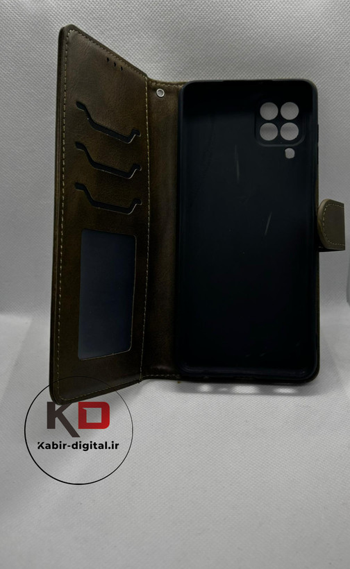 کیف چرمی Samsung Galaxy A22 4G مدل لپ تاپی جاکارتی دار (محافظ لنزدار)