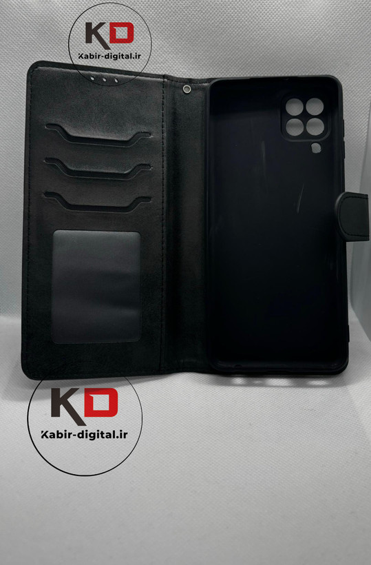 کیف چرمی Samsung Galaxy A22 4G مدل لپ تاپی جاکارتی دار (محافظ لنزدار)
