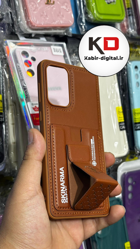 قاب گوشی Galaxy A73 سامسونگ چرمی اورجینال پولو POLO جاکارتی دار مگنتی استندشو دور دوخت
