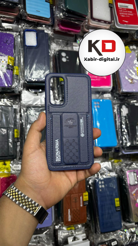 قاب گوشی Galaxy A73 سامسونگ چرمی اورجینال پولو POLO جاکارتی دار مگنتی استندشو دور دوخت