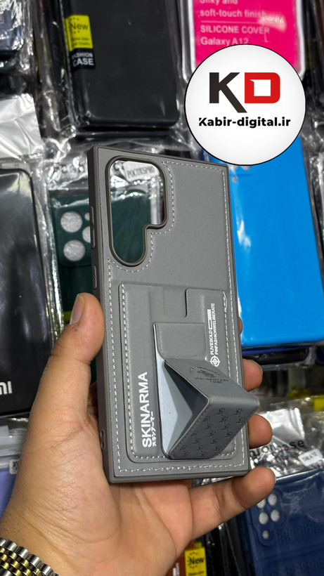 قاب گوشی Galaxy S23 Ultra سامسونگ چرمی اورجینال پولو POLO جاکارتی دار مگنتی استندشو دور دوخت