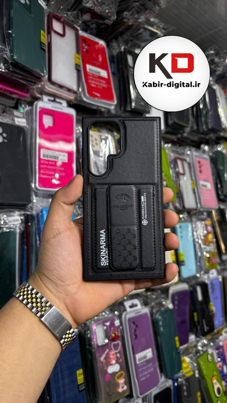 قاب گوشی Galaxy S23 Ultra سامسونگ چرمی اورجینال پولو POLO جاکارتی دار مگنتی استندشو دور دوخت