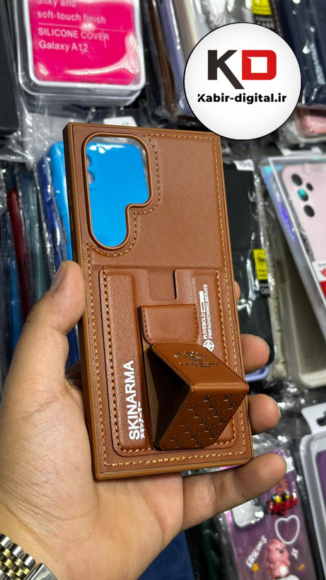 قاب گوشی Galaxy S23 Ultra سامسونگ چرمی اورجینال پولو POLO جاکارتی دار مگنتی استندشو دور دوخت