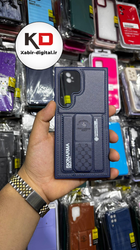 قاب گوشی Galaxy S23 Ultra سامسونگ چرمی اورجینال پولو POLO جاکارتی دار مگنتی استندشو دور دوخت
