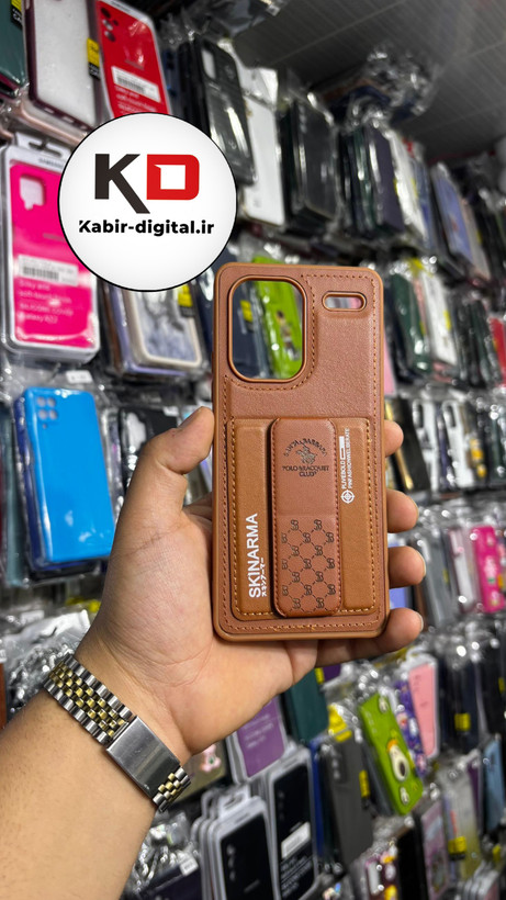 قاب گوشی Redmi Note 13 Pro Plus شیائومی چرمی اورجینال پولو POLO جاکارتی دار مگنتی استندشو دور دوخت