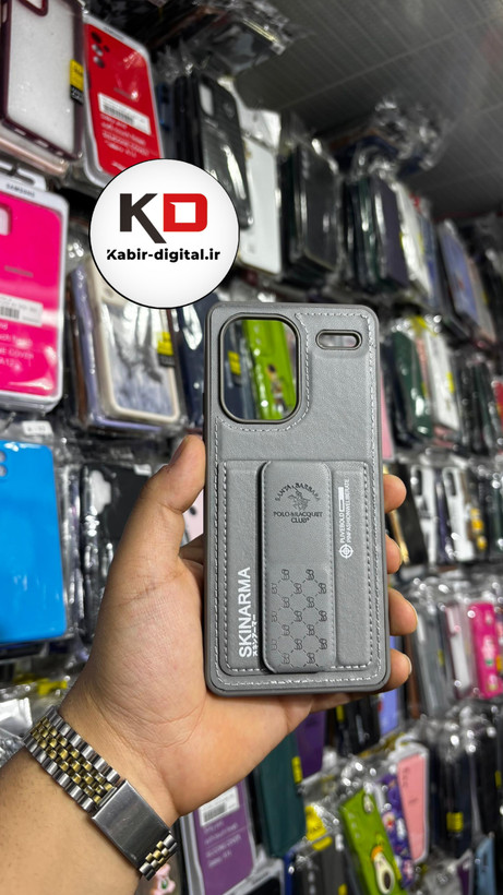 قاب گوشی Redmi Note 13 Pro Plus شیائومی چرمی اورجینال پولو POLO جاکارتی دار مگنتی استندشو دور دوخت