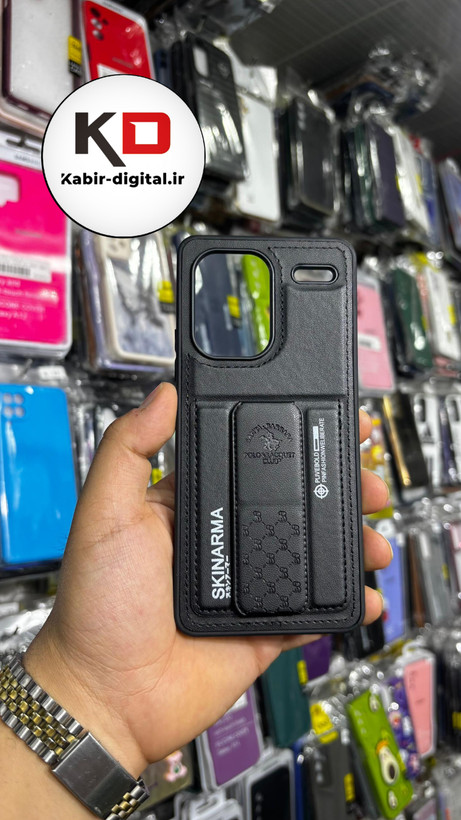 قاب گوشی Redmi Note 13 Pro Plus شیائومی چرمی اورجینال پولو POLO جاکارتی دار مگنتی استندشو دور دوخت