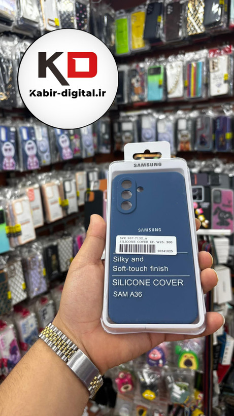 قاب گوشی Galaxy A36/A56 سامسونگ سیلیکونی پاک کنی اورجینال داخل پارچه ای محافظ لنز دار