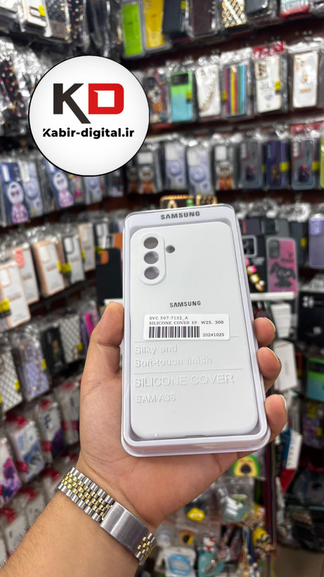 قاب گوشی Galaxy A36/A56 سامسونگ سیلیکونی پاک کنی اورجینال داخل پارچه ای محافظ لنز دار