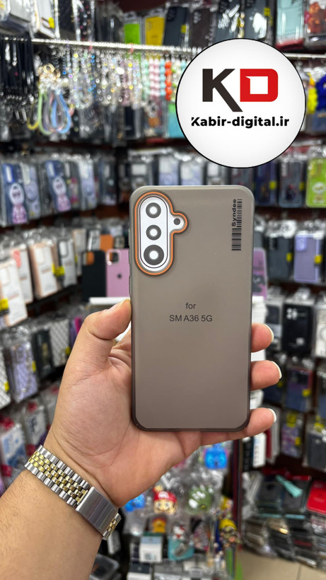 قاب گوشی لاین نارنجی مناسب Galaxy A36/A56 سامسونگ - مشکی خط های نارنجی