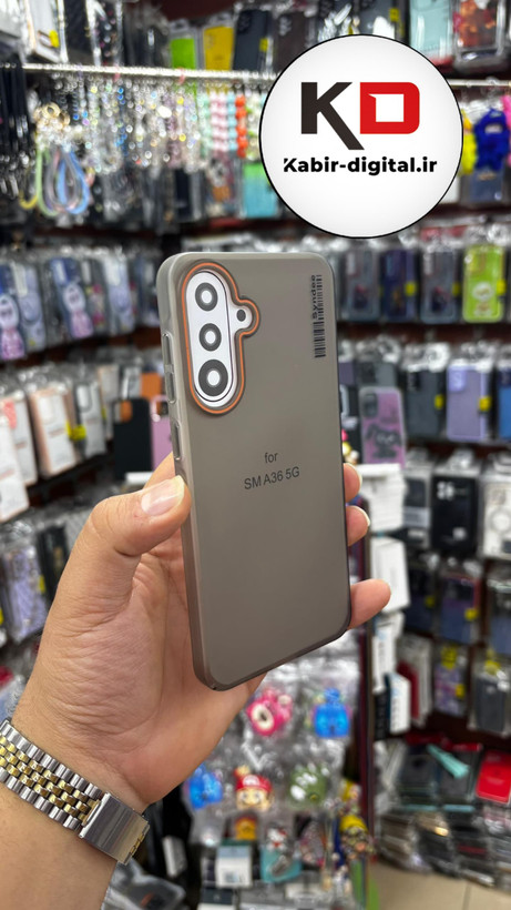 قاب گوشی لاین نارنجی مناسب Galaxy A36/A56 سامسونگ - مشکی خط های نارنجی