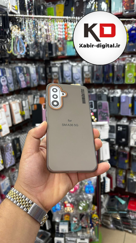 قاب گوشی لاین نارنجی مناسب Galaxy A36/A56 سامسونگ - مشکی خط های نارنجی