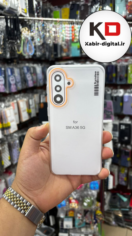 قاب گوشی لاین نارنجی مناسب Galaxy A36/A56 سامسونگ - مشکی خط های نارنجی