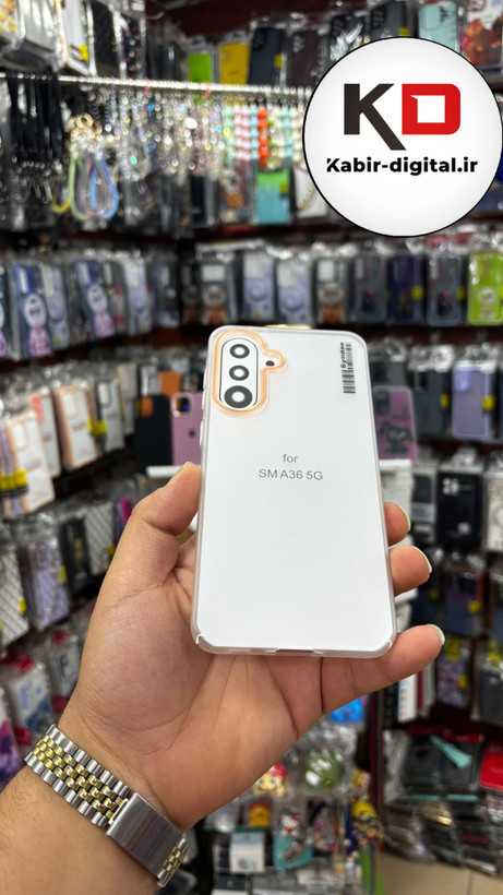 قاب گوشی لاین نارنجی مناسب Galaxy A36/A56 سامسونگ - مشکی خط های نارنجی