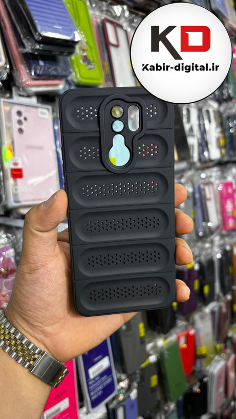 قاب گوشی Redmi 9شیائومی سیلیکونی پافر PC توری زیر بسته محافظ لنز دار مشکی