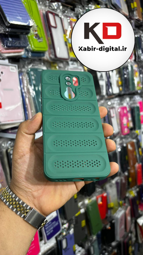 قاب گوشی Redmi 9شیائومی سیلیکونی پافر PC توری زیر بسته محافظ لنز دار سبز