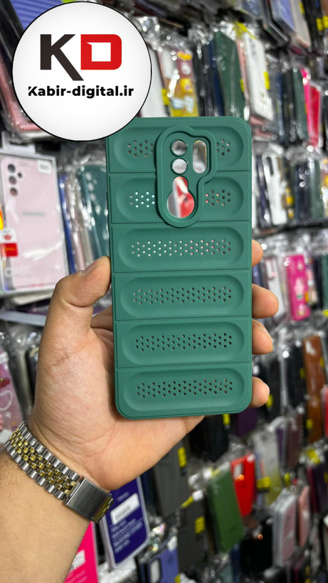 قاب گوشی Redmi 9شیائومی سیلیکونی پافر PC توری زیر بسته محافظ لنز دار سبز