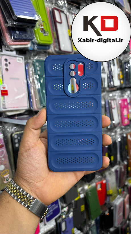 قاب گوشی Redmi 9شیائومی سیلیکونی پافر PC توری زیر بسته محافظ لنز دار آبی