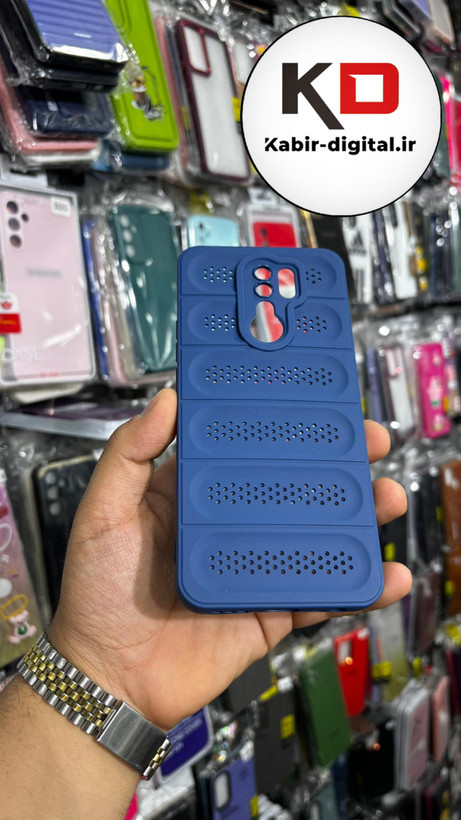 قاب گوشی Redmi 9شیائومی سیلیکونی پافر PC توری زیر بسته محافظ لنز دار آبی