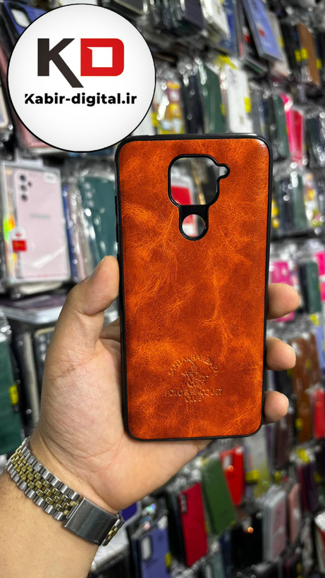 قاب طرح چرم polo مدل Xiaomi Redmi 9 -عسلی
