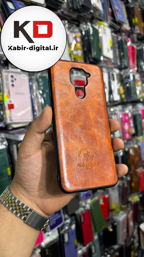 قاب طرح چرم polo مدل Xiaomi Redmi 9 -عسلی