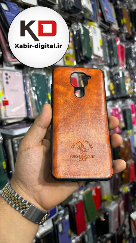 قاب طرح چرم polo مدل Xiaomi Redmi 9 -عسلی
