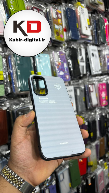 قاب گوشی Galaxy A14 سامسونگ یانگ کیت YOUNGKIT طرح برجسته دور سیلیکونی طرح مگ سیف Magsafe طوسی