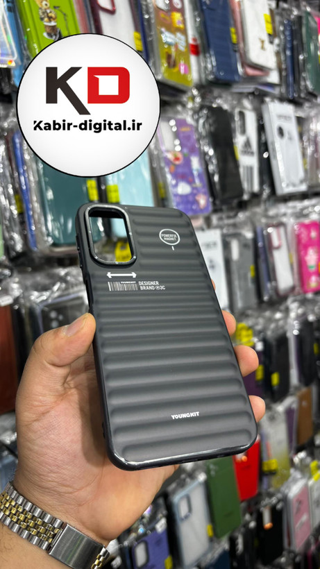 قاب گوشی Galaxy A14 سامسونگ یانگ کیت YOUNGKIT طرح برجسته دور سیلیکونی طرح مگ سیف Magsafe مشکی