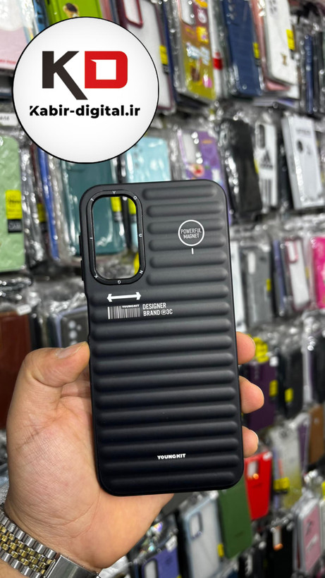 قاب گوشی Galaxy A14 سامسونگ یانگ کیت YOUNGKIT طرح برجسته دور سیلیکونی طرح مگ سیف Magsafe مشکی