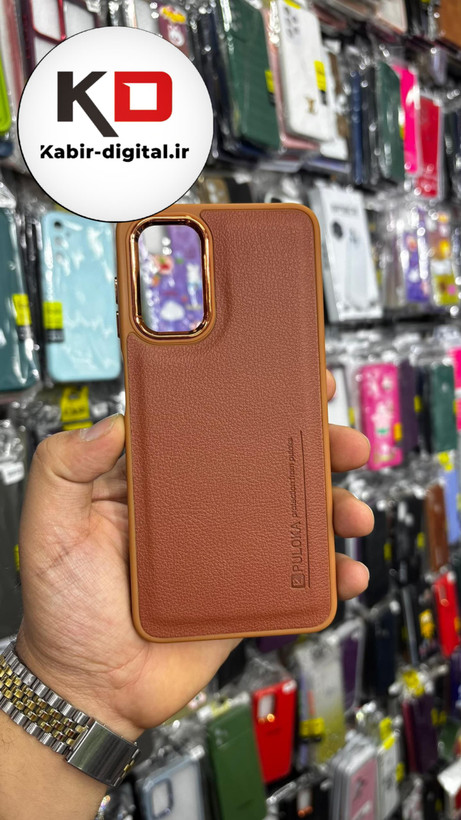 قاب گوشی Galaxy A13 سامسونگ طرح چرمی کلاسیک HARD متال کیس Puloka قهوه ایی