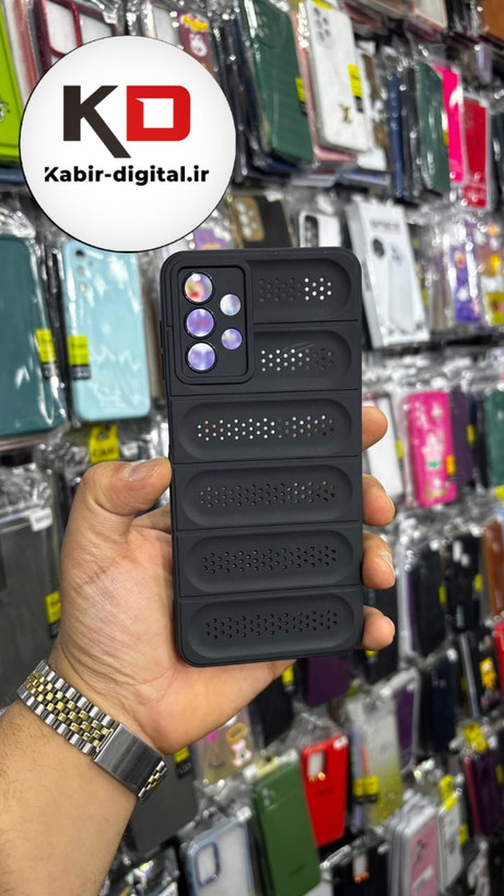 قاب گوشی Galaxy A13 سامسونگ سیلیکونی پافر PC توری زیر بسته محافظ لنز دار مشکی