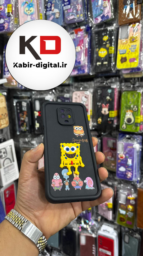 قاب گوشی Redmi Note 9s-9 pro شیائومی سیلیکونی Solid Case ضد ضربه عروسکی برجسته طرح خانواده باب اسفنجی محافظ لنز دار