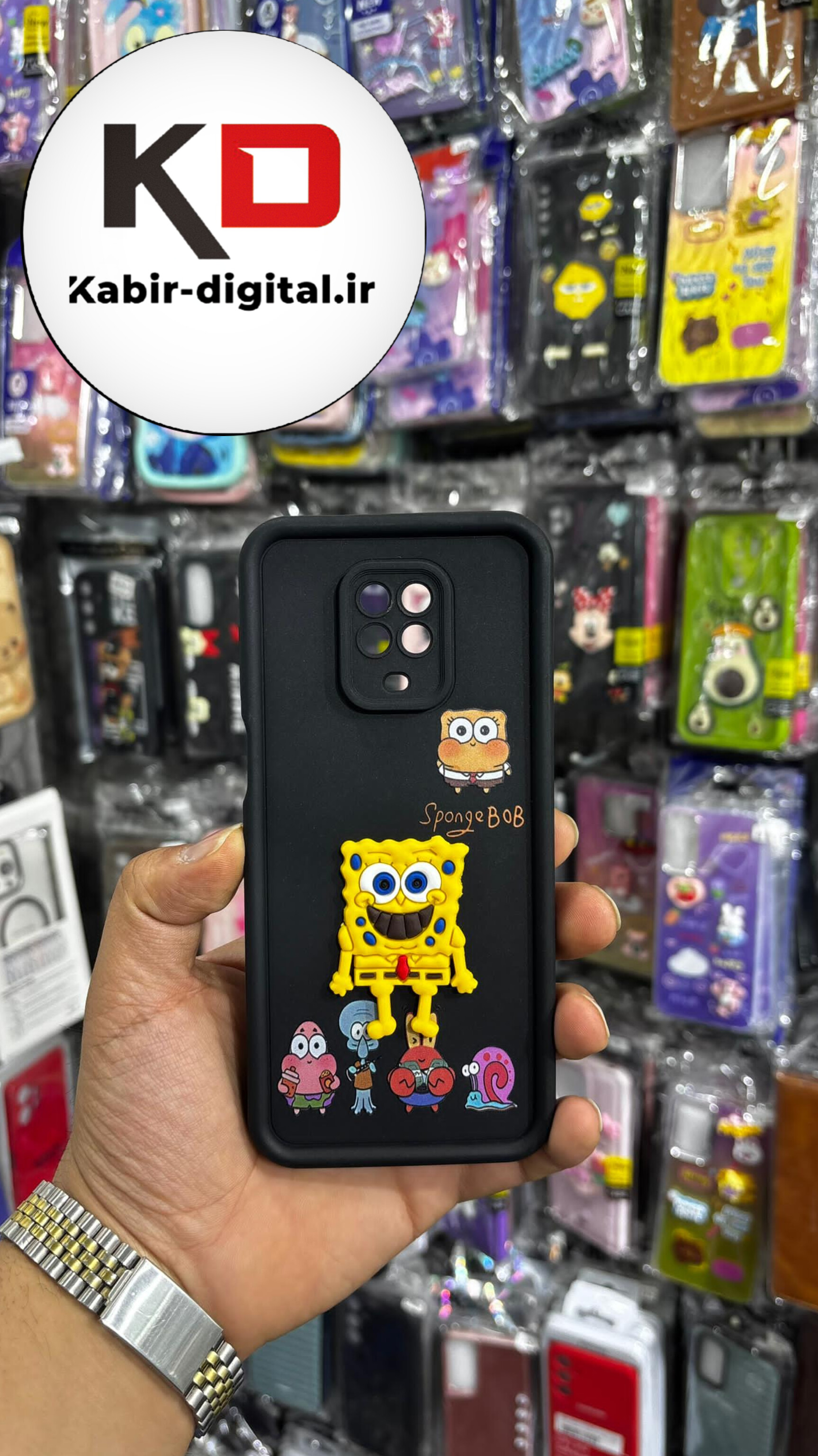 قاب گوشی Redmi Note 9s-9 pro شیائومی سیلیکونی Solid Case ضد ضربه عروسکی برجسته طرح خانواده باب اسفنجی محافظ لنز دار