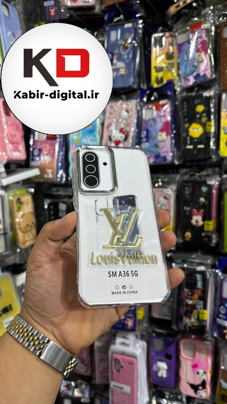 کاور گوشی شفاف ژله ایی نوشته طلاکوب برند لویی ویتون، مناسب برای Galaxy A36/A56 سامسونگ
