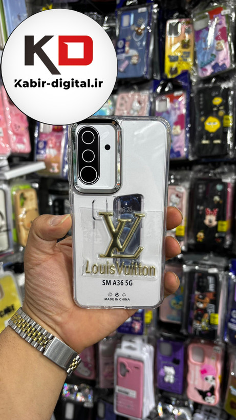 کاور گوشی شفاف ژله ایی نوشته طلاکوب برند لویی ویتون، مناسب برای Galaxy A36/A56 سامسونگ