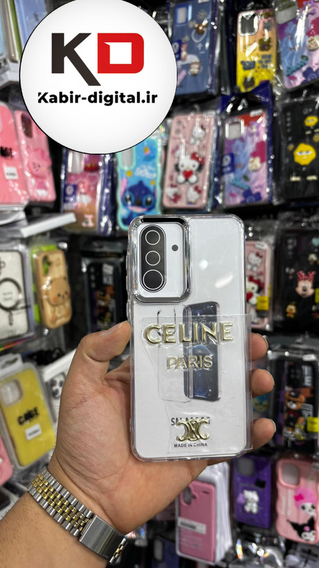 کاور گوشی شفاف ژله ایی نوشته طلاکوب برند CELINE، مناسب Galaxy A36/A56 سامسونگ