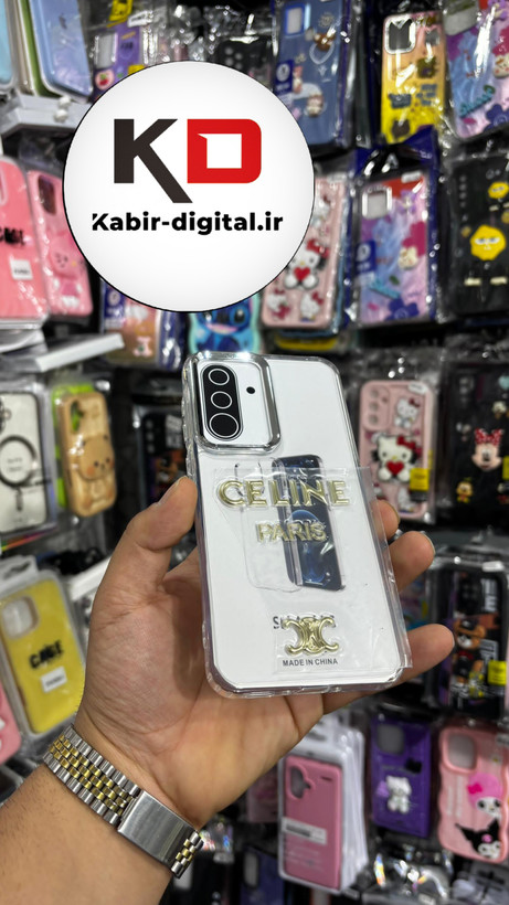 کاور گوشی شفاف ژله ایی نوشته طلاکوب برند CELINE، مناسب Galaxy A36/A56 سامسونگ