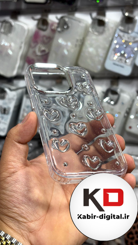 قاب گوشی iPhone 16proآیفون طرح اکلیلی رزینی پشت طلق شفاف لاکچری قلبی