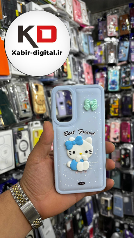 قاب گوشی Galaxy A16 سامسونگ طرح سیلیکونی ژله ای سولید SOLID سه بعدی برجسته عروسکی تدی آبی پاستیلی