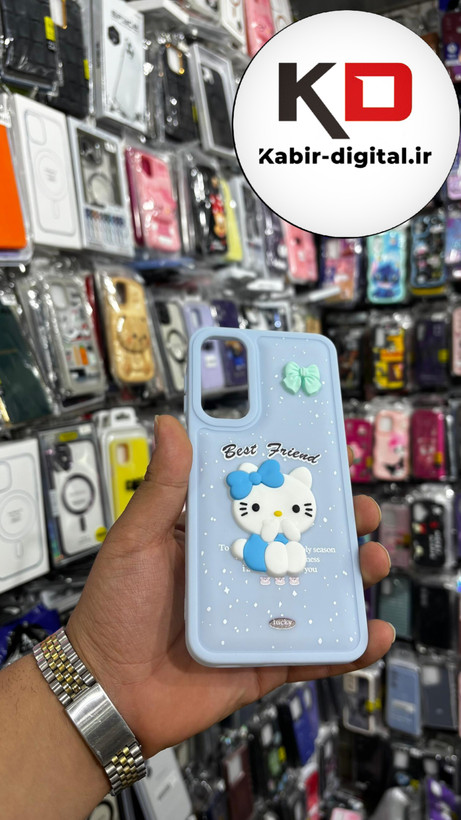 قاب گوشی Galaxy A16 سامسونگ طرح سیلیکونی ژله ای سولید SOLID سه بعدی برجسته عروسکی تدی آبی پاستیلی