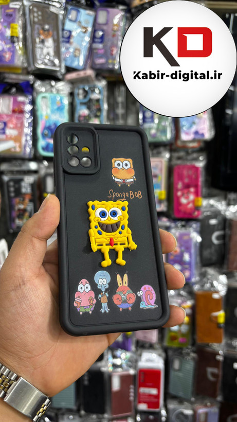 قاب گوشی Galaxy A51سامسونگ سیلیکونی Solid Case ضد ضربه عروسکی برجسته طرح خانواده باب اسفنجی محافظ لنز دار
