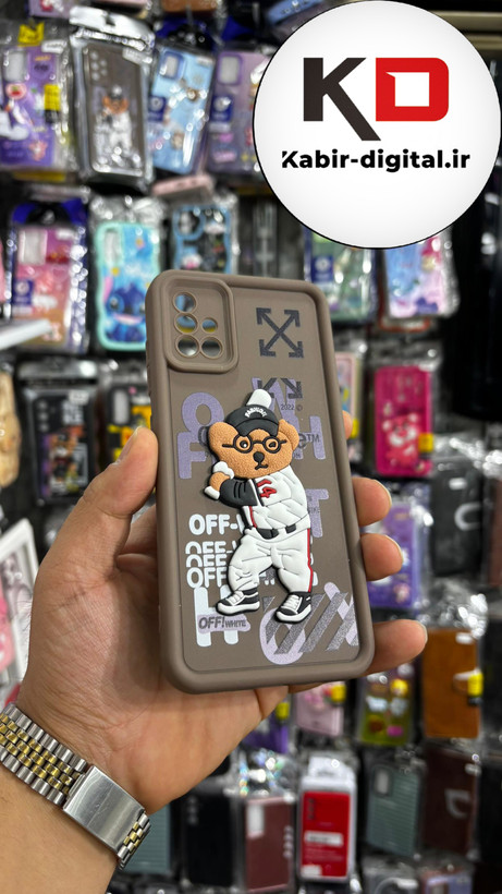 قاب گوشی Galaxy A51 سامسونگ سیلیکونی Solid منحنی جدید فانتزی چاپی محافظ لنزدار طرح خرس تدی قهوه ای محافط لنزدار