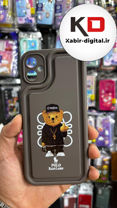 قاب گوشی Galaxy A05 سامسونگ طرح سیلیکونی ژله ای سولید SOLID سه بعدی برجسته عروسکی تدی قهوه ایی محافظ لنزدار
