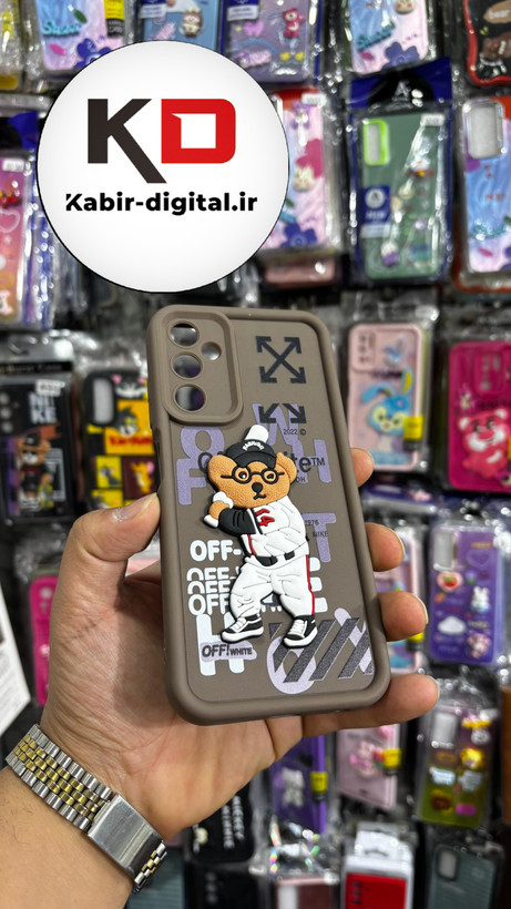 قاب گوشی Galaxy A05s سامسونگ طرح سیلیکونی ژله ای سولید SOLID سه بعدی برجسته عروسکی تدی قهوه ایی