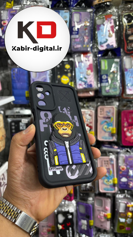 قاب گوشی Galaxy A15سامسونگ سیلیکونی Solid Case ضد ضربه عروسکی برجسته طرح میمون محافظ لنز دار