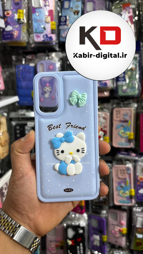 قاب گوشی Galaxy A15 سامسونگ طرح سیلیکونی ژله ای سولید SOLID سه بعدی برجسته عروسکی تدی آبی پاستیلی