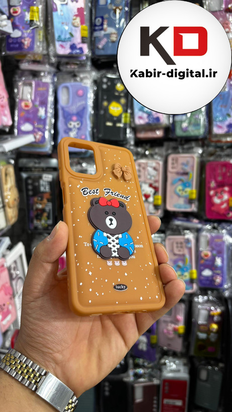 قاب گوشی Galaxy A12/M12 سامسونگ طرح سیلیکونی Solid عروسکی برجسته طرح خرس تدی شکلاتی