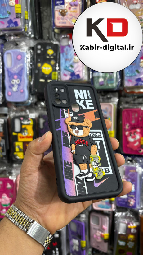 قاب گوشی Galaxy A21s سامسونگ طرح سیلیکونی ژله ای سولید SOLID سه بعدی برجسته عروسکی تدی مشکی محافظ لنزدار