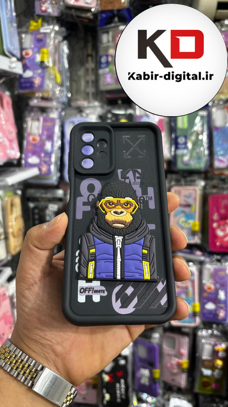 قاب گوشی Galaxy A13 4gسامسونگ سیلیکونی Solid Case ضد ضربه عروسکی برجسته طرح میمون محافظ لنز دار